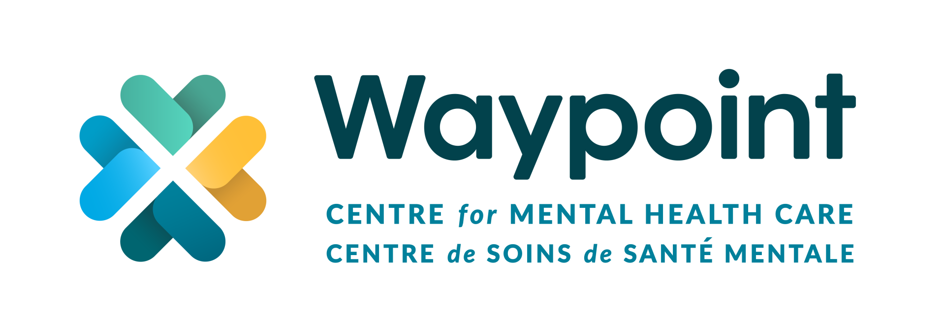 Logo for Waypoint Centre for Mental Health Care, featuring a colorful, four-petal flower icon next to the text.