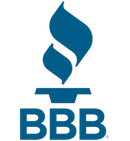 Blue Better Business Bureau logo with stylized “B” and text next to it