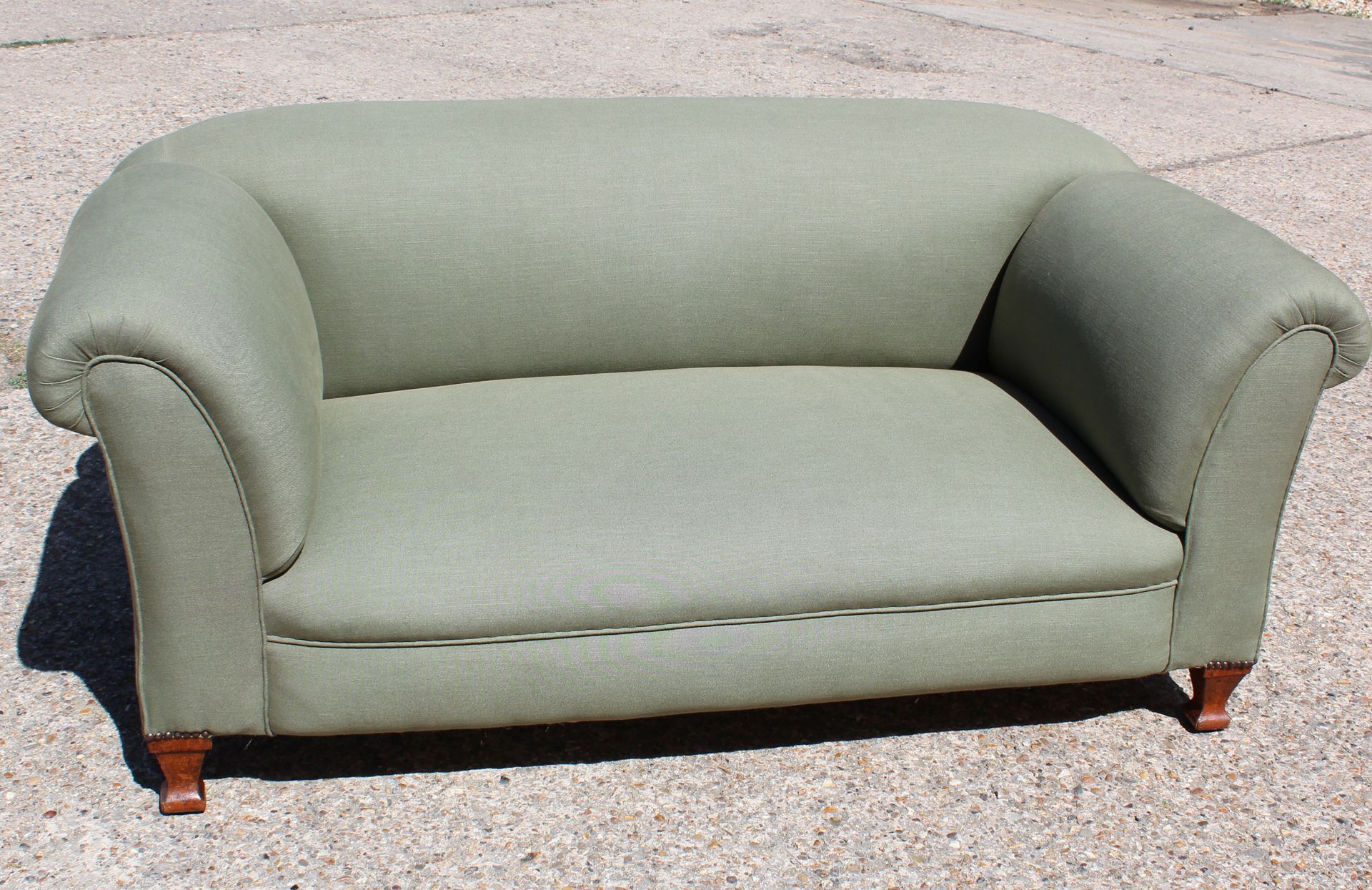 green drop arm sofa new upholstery