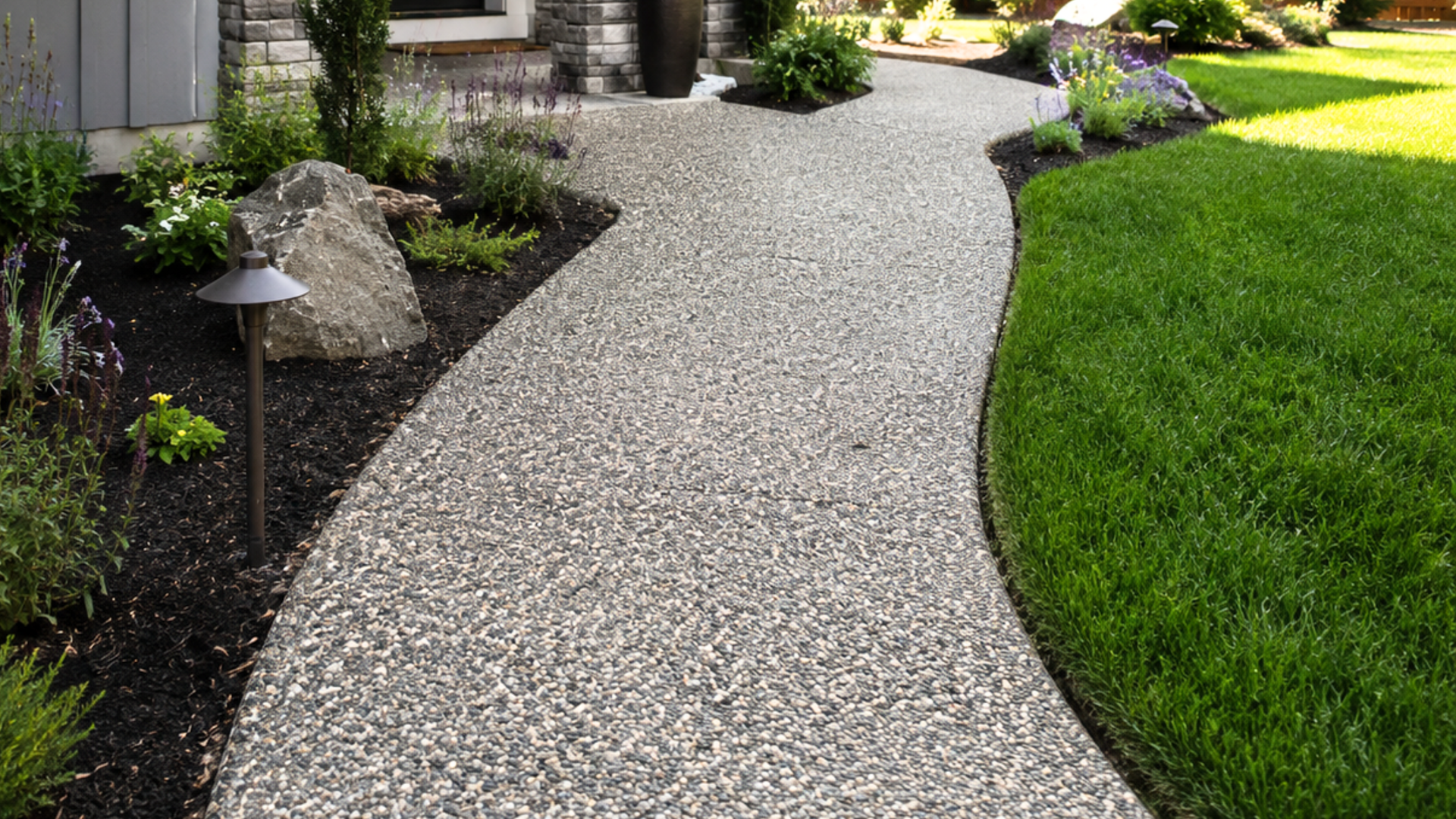 Exposed aggregate concrete walkway with a pebbled slip-resistant surface in Silverdale WA