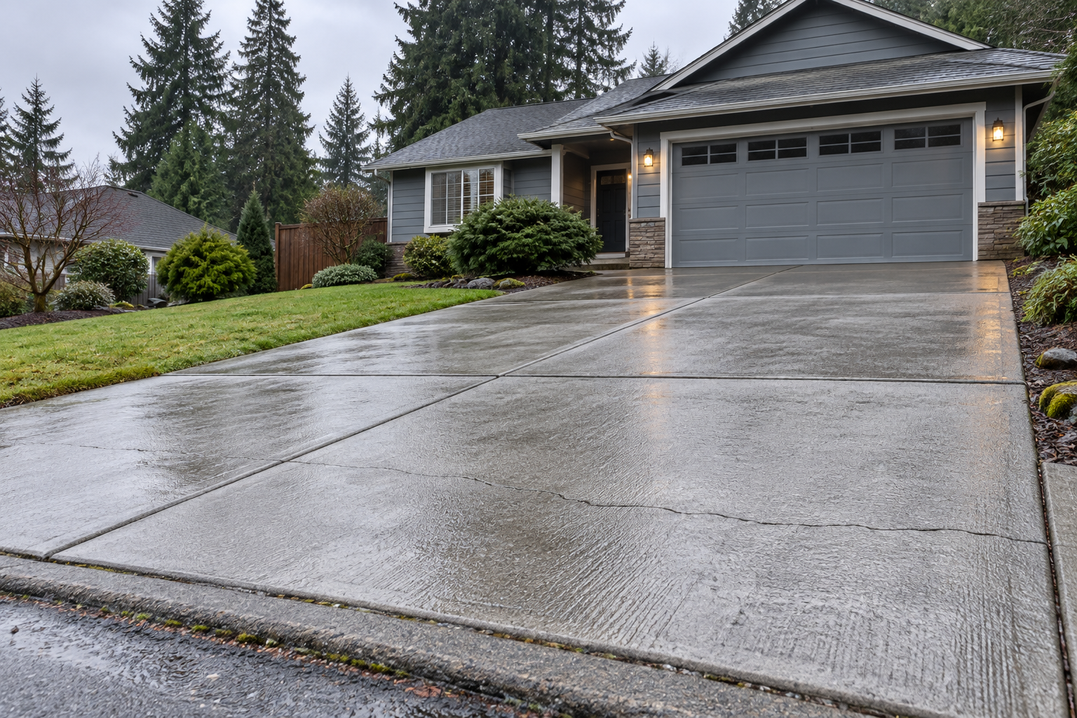 Surface crack on a residential concrete driveway in Silverdale WA