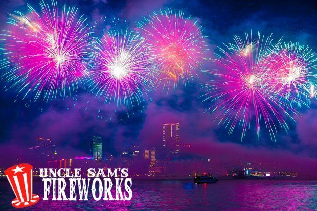 Bright Nighttime Fireworks Display