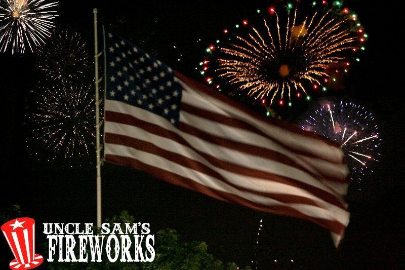 Fireworks and American Flage
