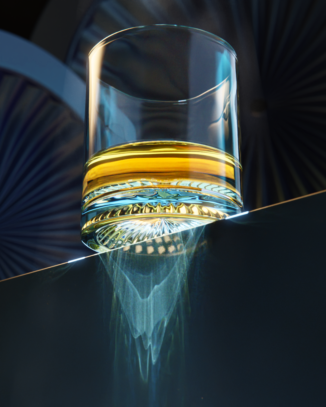 A whiskey glass rendered in KeyShot Studio