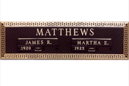 A grave marker for matthews james r. and martha e.