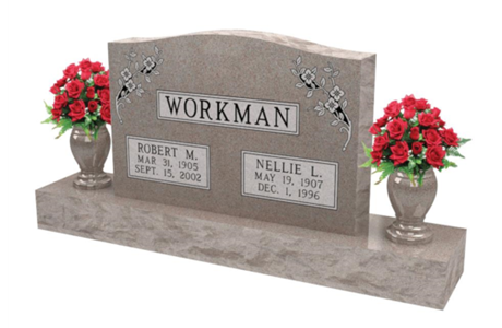 A gravestone for robert m. and nellie l. workman
