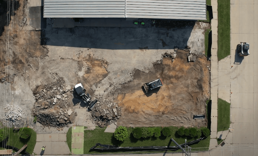 Demo of old concrete parking lot