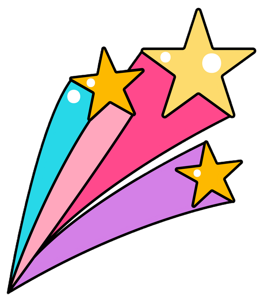 Cartoon of colorful stars.