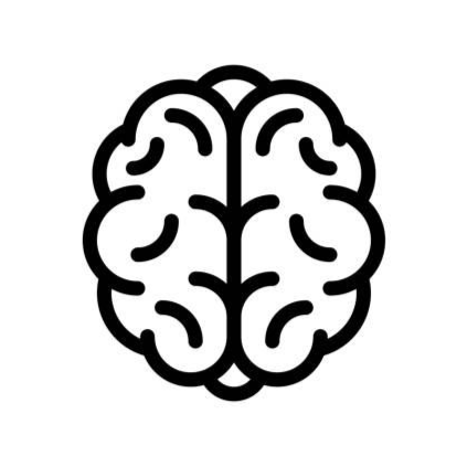 Line drawing of a brain.