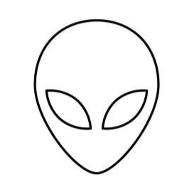 Line drawing of a face with large eyes.