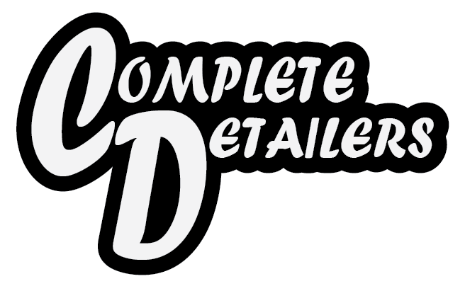 Complete Detailers logo with white text outlined in black. 