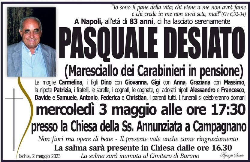 necrologio PASQUALE DESIATO