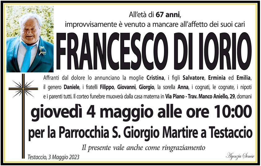 necrologio FRANCESCO DI IORIO