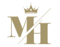 Golden logo: crown above 