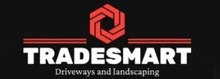 Logo for Tradesmart, a driveway and landscaping company. It has a red geometric shape above the company name.