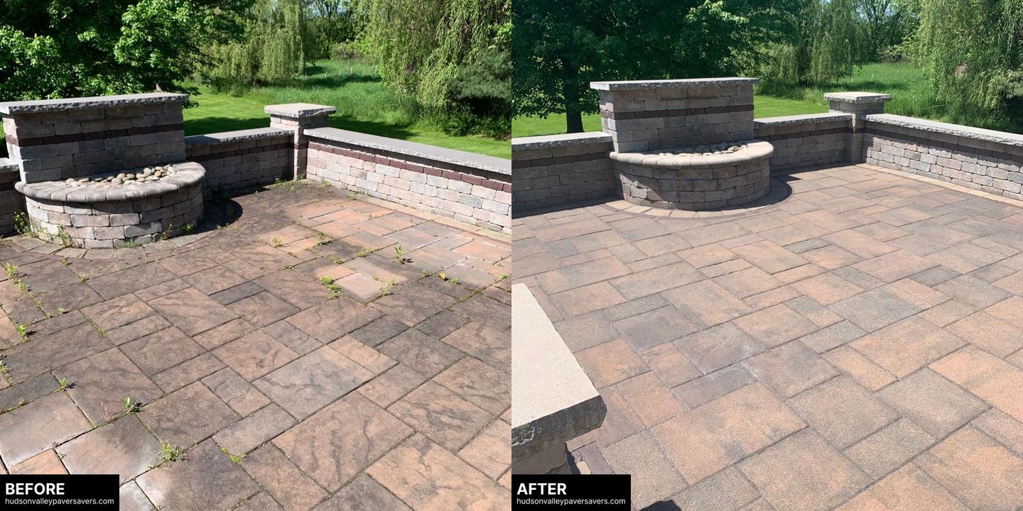 Paver cleaning and sealing done by Hudson Valley Paver Saver. Warwick, NY.