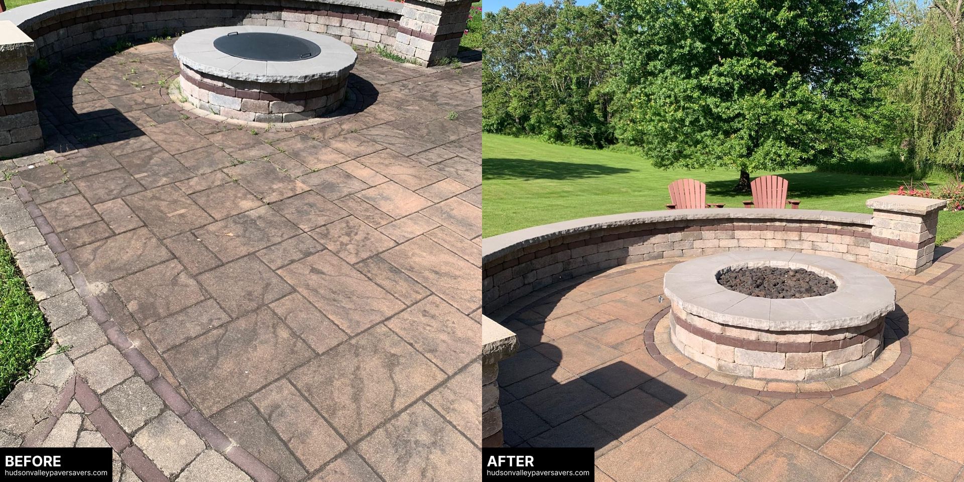 Paver cleaning and sealing done by Hudson Valley Paver Saver. Warwick, NY.