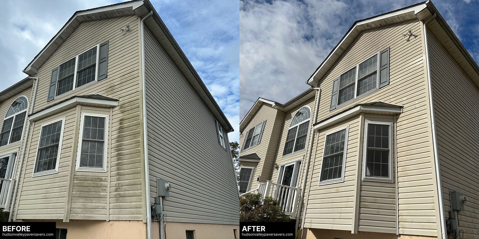 House washing done by Hudson Valley Paver Saver. Middletown, NY.
