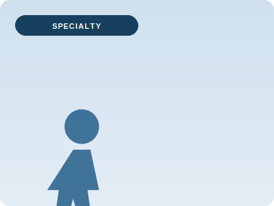 Blue person icon labeled “SPECIALTY” with a female figure icon - Aerial & Pole Dance Injury Care