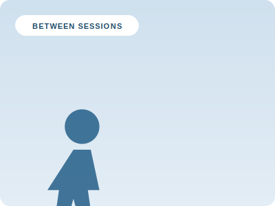 Blue icon of a person under a