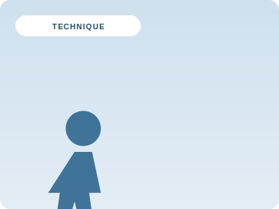 Blue person icon under a white “TECHNIQUE” label on a light blue background - Manual Therapy & Joint Mobilisation