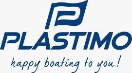 Plastimo logo in blue with the slogan “happy boating to you!”