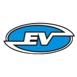 Logo EV blu e bianco in un contorno ovale