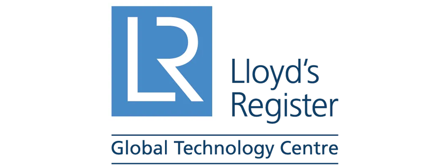 Logo del Lloyd's Register Global Technology Centre con icona LR blu e testo su sfondo bianco.
