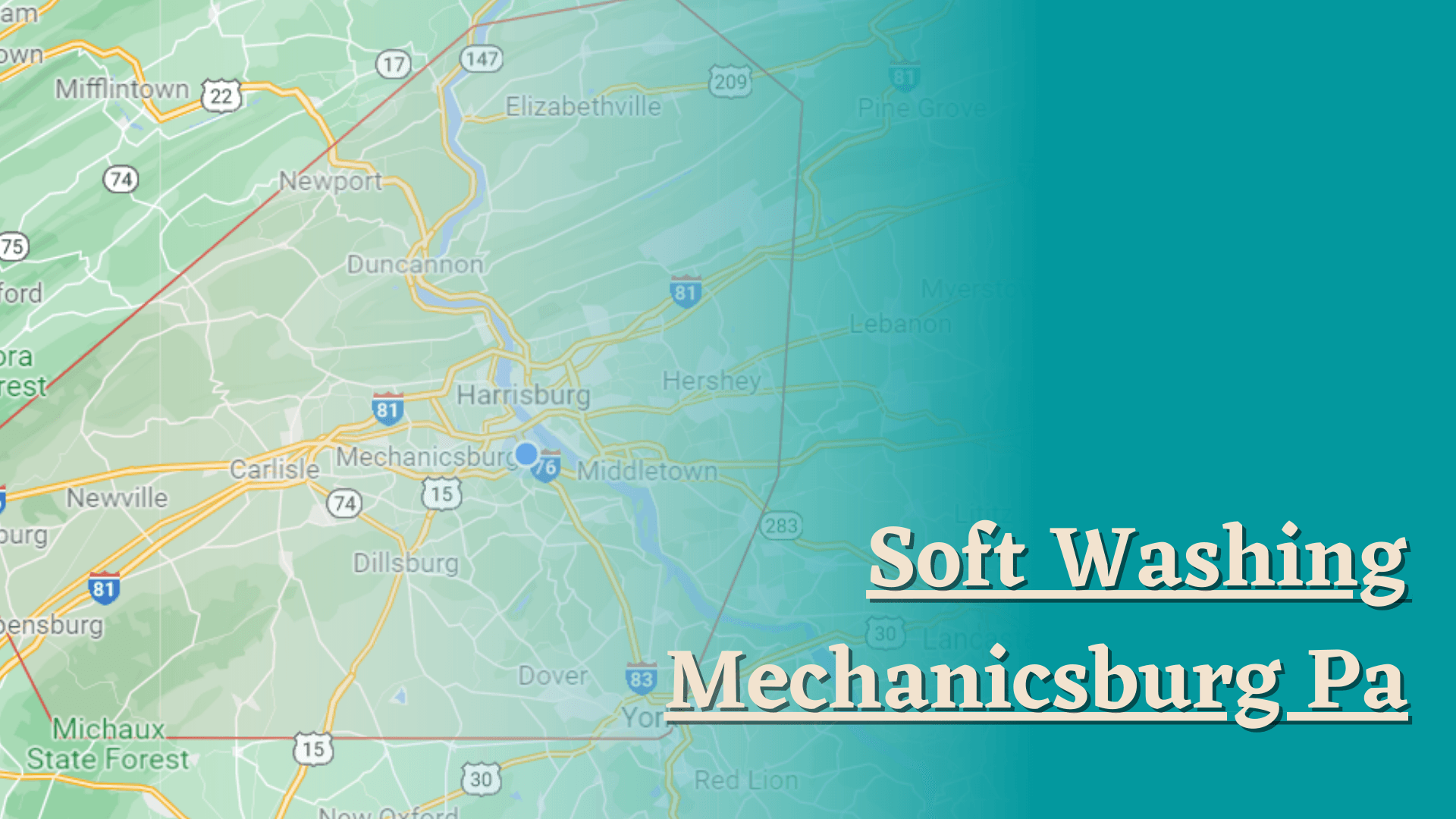 Soft Washing Service Mechanicsburg A map of soft washing in mechanicsburg pa