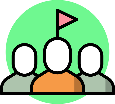 Three people with a flag on the middle person's head, symbolizing leadership and teamwork.