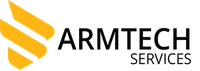 A yellow and black logo for armtech services