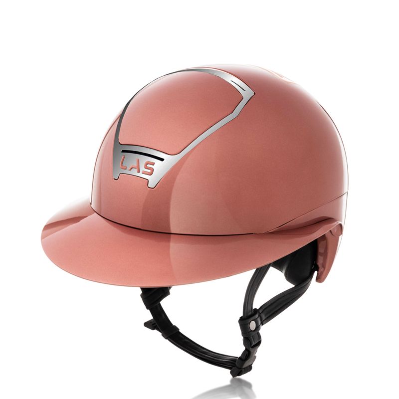 LAS Helmet Metal Donker bordeaux rijhelm met rosegouden details