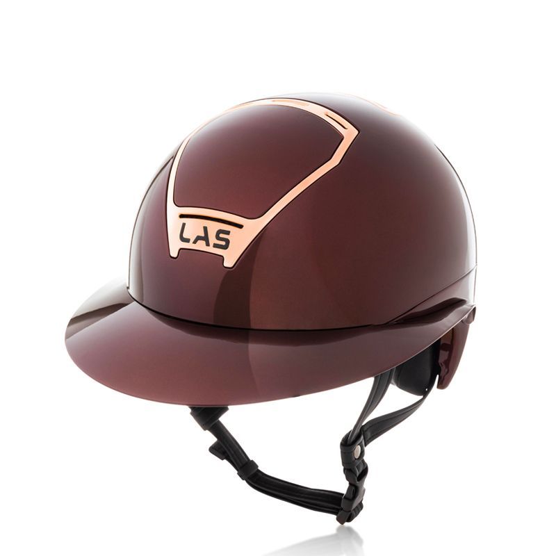 LAS Helmet Metal Donker bordeaux rijhelm met rosegouden details