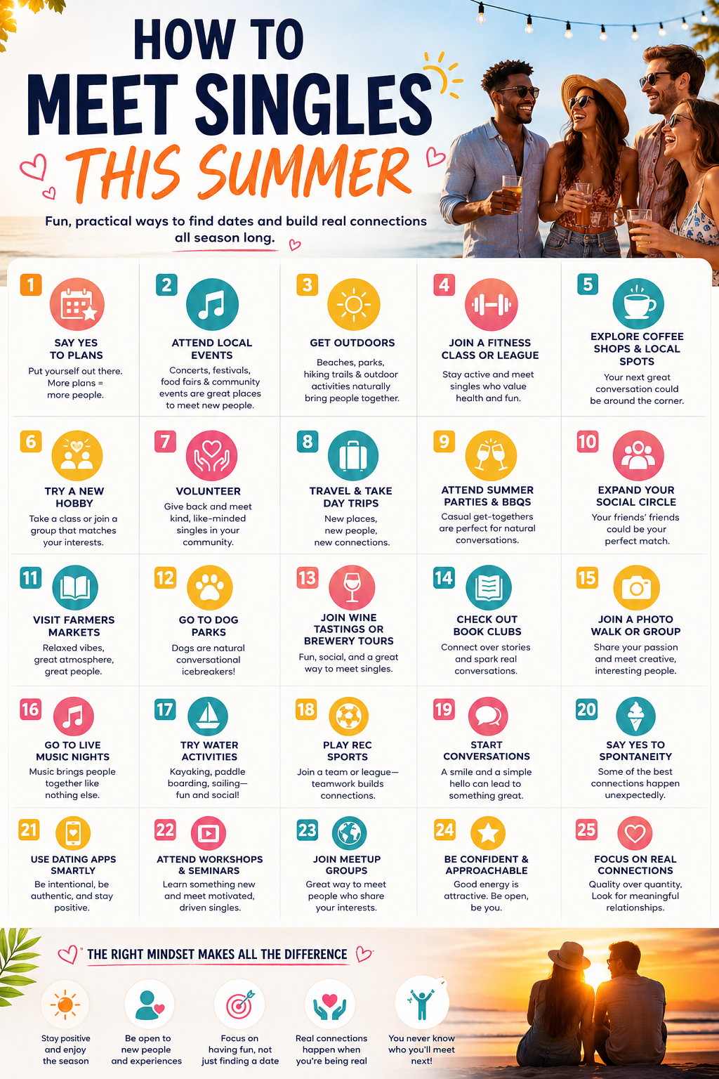How to Meet Singles this Summer Inforgraphic  | adult friend finder