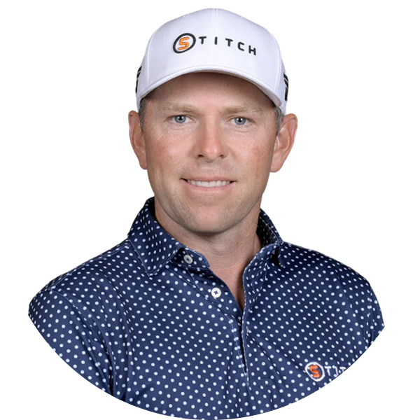 Professional golfer wearing a white 