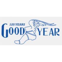 Blue Goodyear logo with winged foot; text reads 