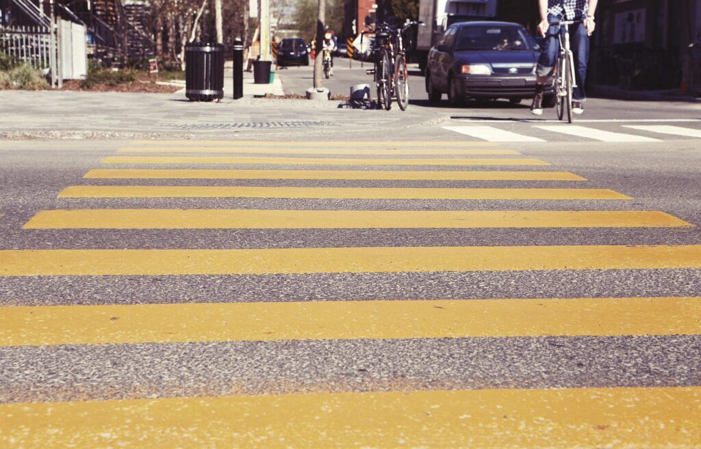 A picture of a crosswalk.  The Kentucky pedestrian accident lawyers at DRS Law can help