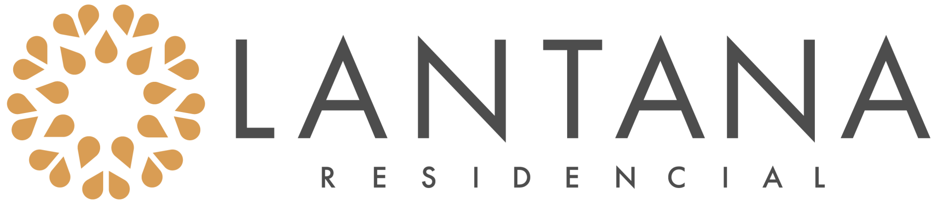 El logotipo de Lantana Residencial tiene una flor en el medio.