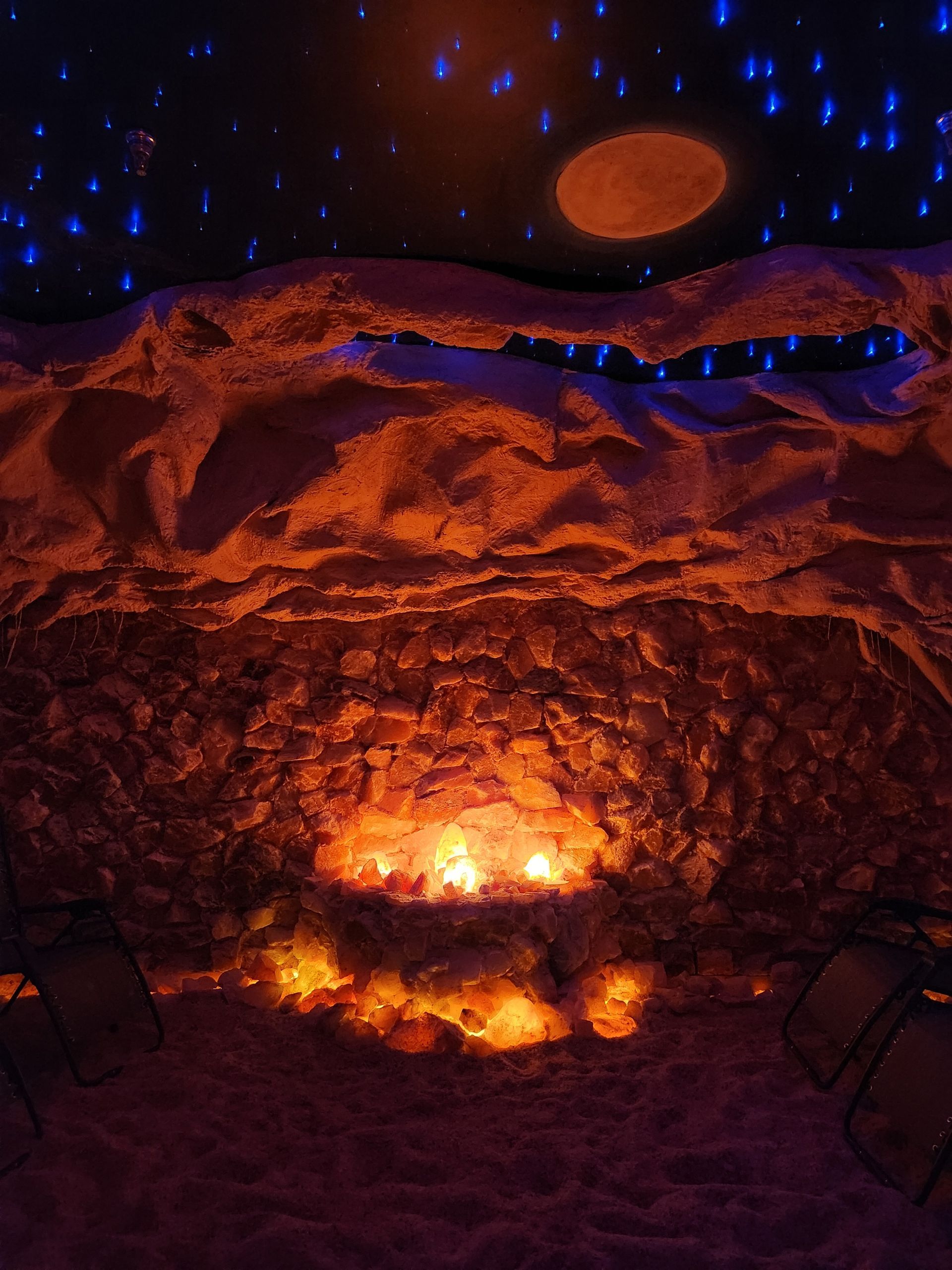There is a fire in the middle of Salt cave