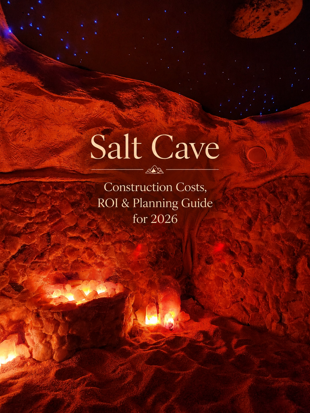 Salt cave entrance lit in red, with title text: “Salt Cave Construction Costs 101B Planning Guide for 2026”