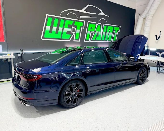 Blue Audi sedan after ceramic coating at Wet Paint Auto Detailing