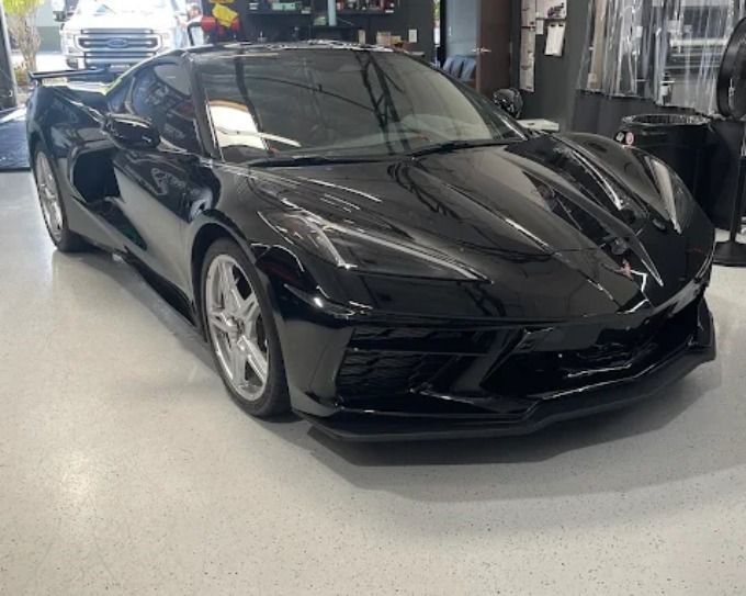Black Chevrolet Corvette C8 with ceramic coating gloss finish at Wet Paint Auto Detailing
