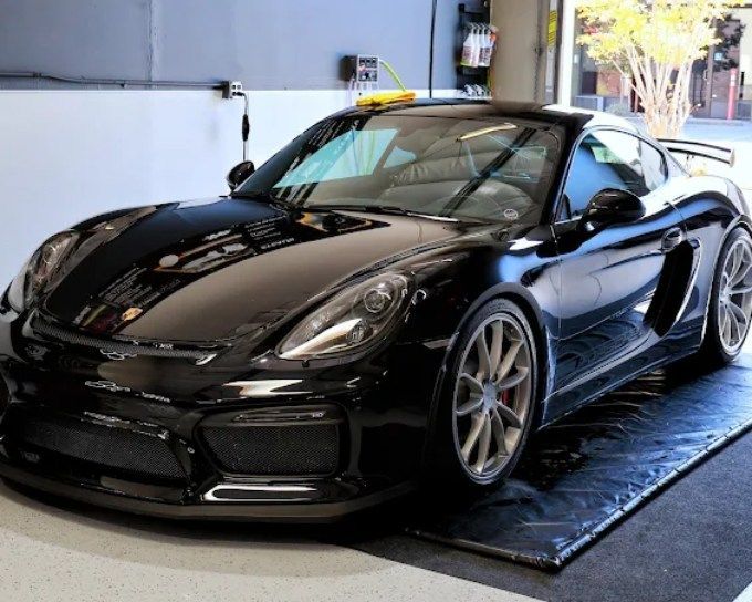 Black Porsche 718 Cayman after PPF installation at Wet Paint Auto Detailing, Roseville CA