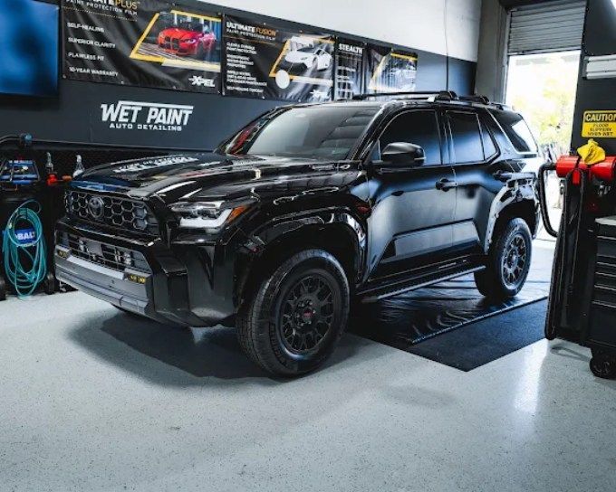 Black Toyota SUV with PPF paint protection film at Wet Paint Auto Detailing, Roseville CA