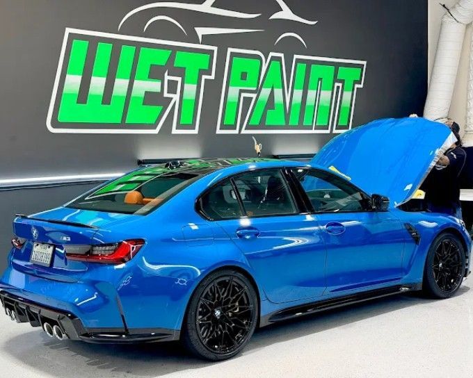 Blue BMW M-series with fresh ceramic coating at Wet Paint Auto Detailing in Roseville, CA