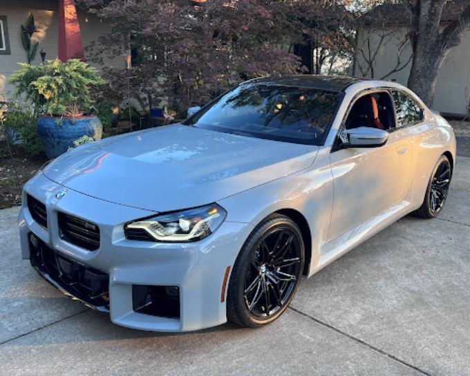 Silver BMW M2 coupe with PPF paint protection film applied at Wet Paint Auto Detailing in Roseville,