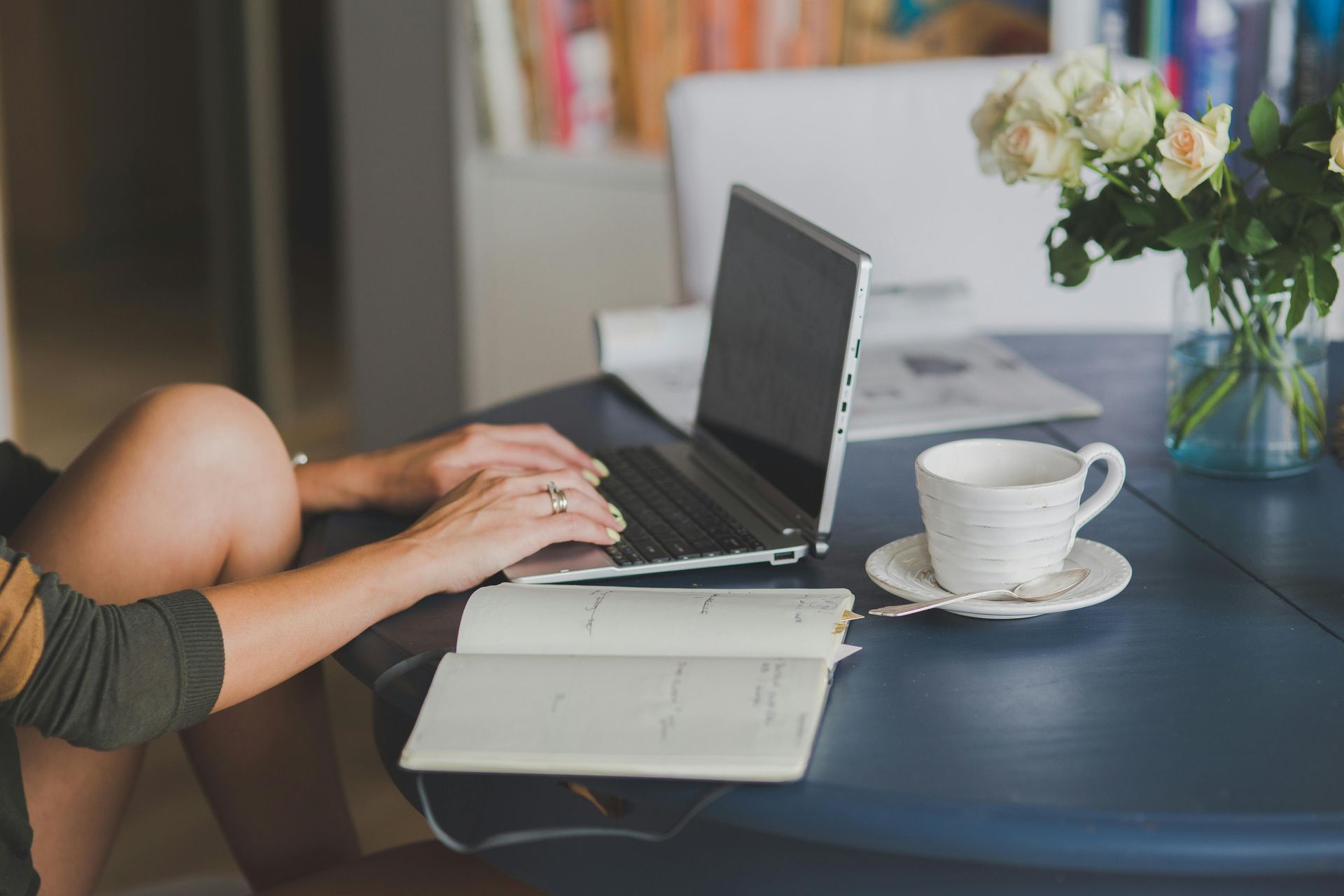 woman on computer