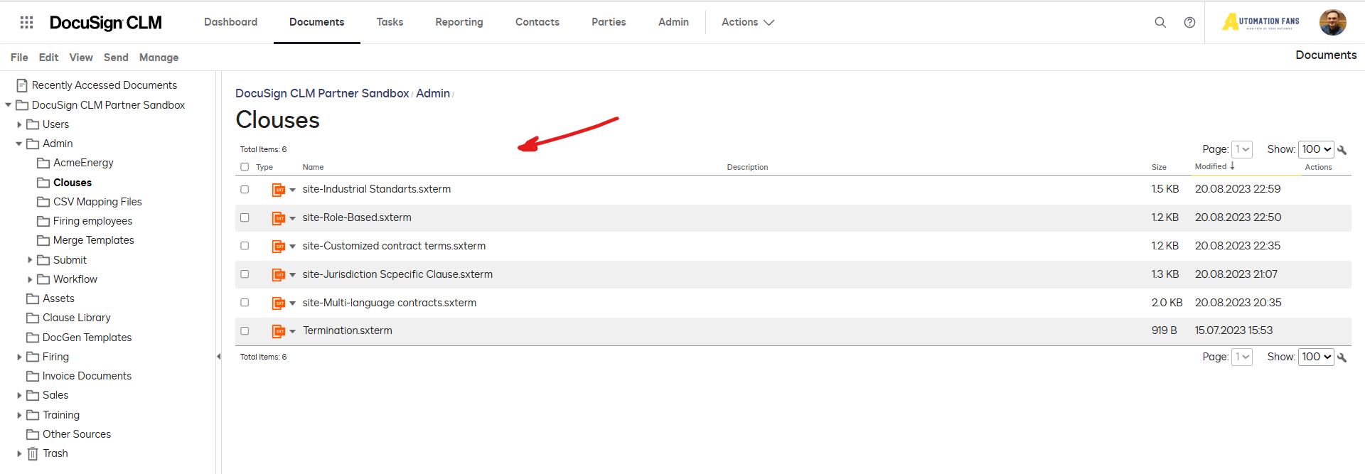 DocuSign CLM (Contract Lifecycle Management) Clause Catalogue (Clause library)