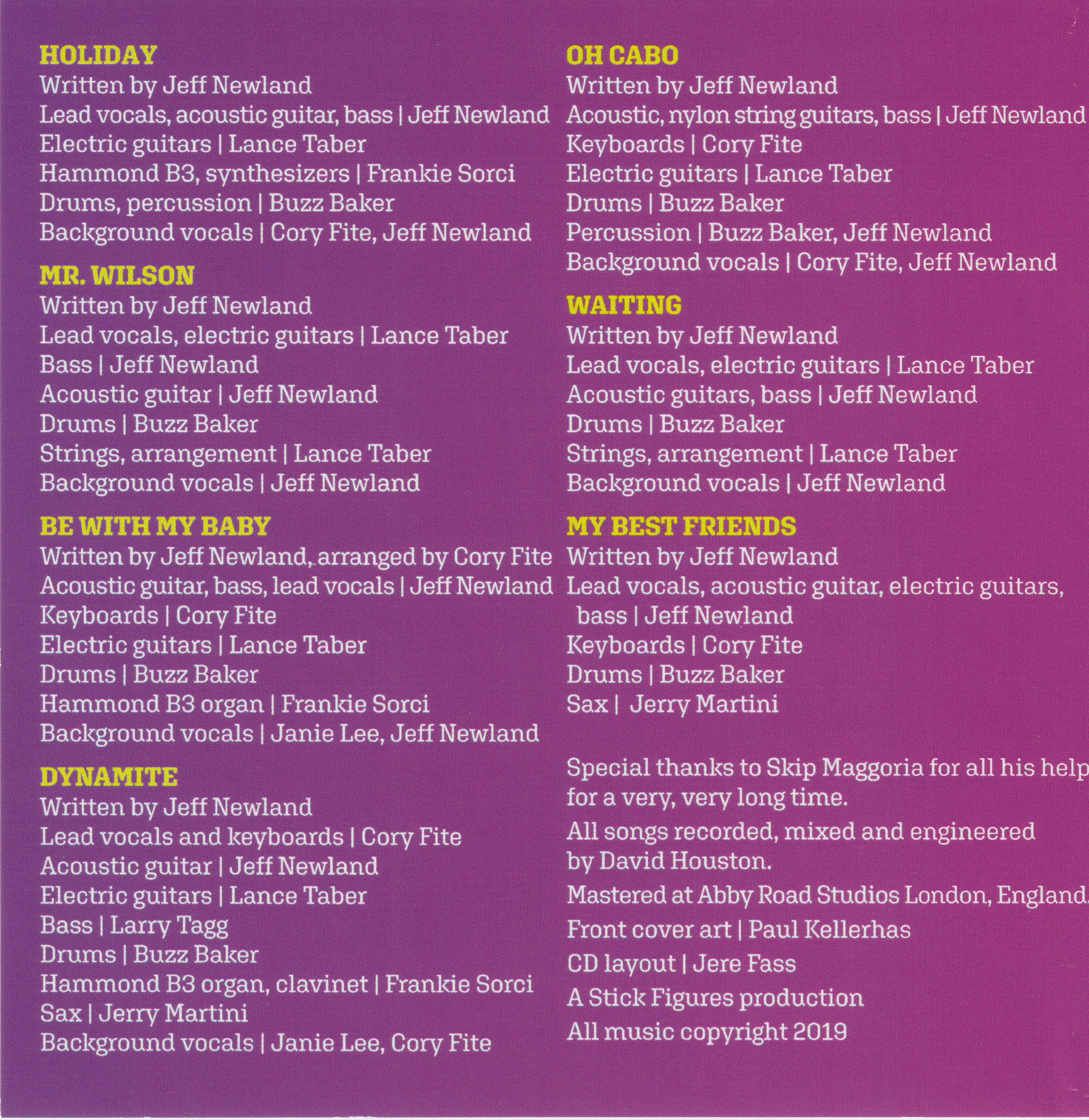 A list of songs including holiday oh cabo and dynamite