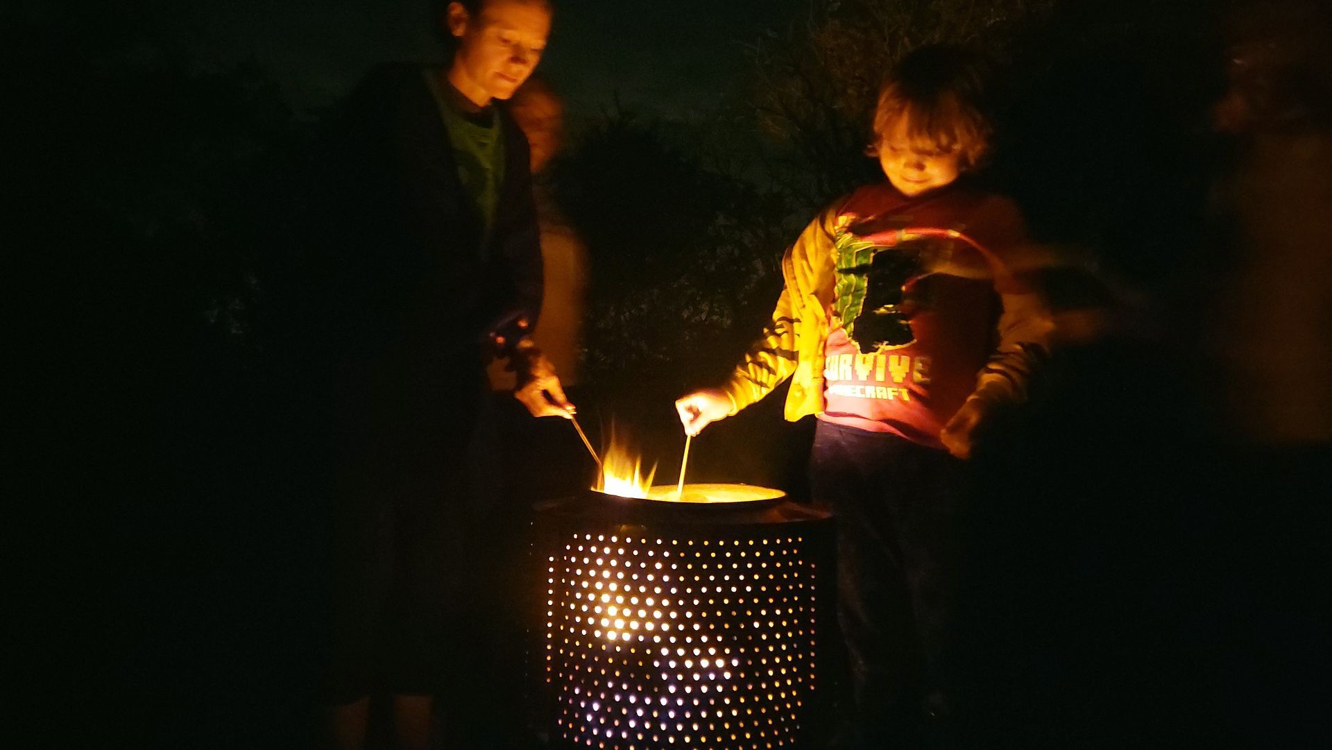 Marshmallow toasting over a Campfire